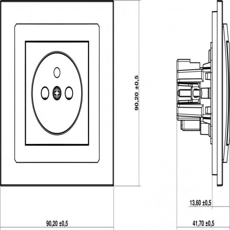 Gniazda-pojedyncze-podtynkowe - czarne matowe gniazdo pojedyncze z uziemieniem 12dgp-1z deco karlik 