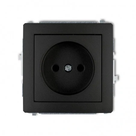 Gniazda-pojedyncze-podtynkowe - pojedyncze czarne matowe gniazdo bez uziemienia 12dgp-1 deco karlik 