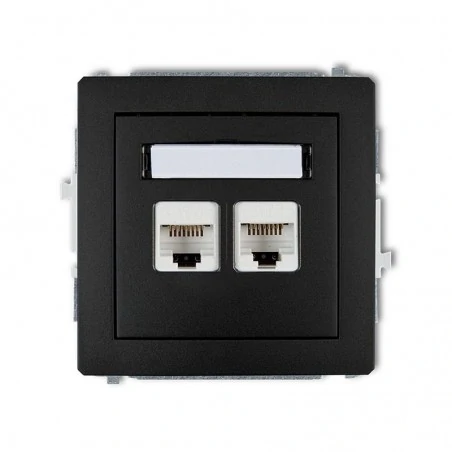 Gniazda-komputerowe - podwójne gniazdo komputerowe rj45 czarny mat 5e 12dgk-2 deco karlik 