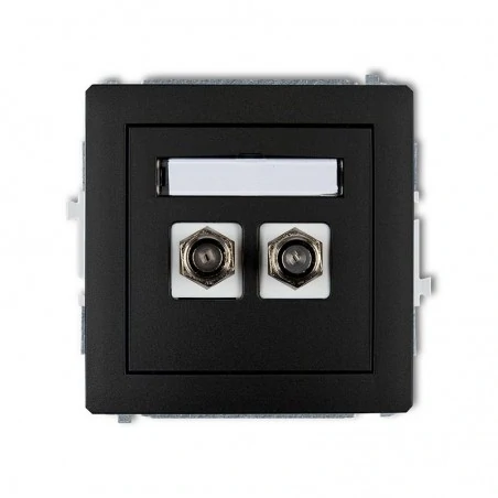 Gniazda-antenowe - podwójne pozłacane gniazdo antenowe typu f (sat) czarny mat 12dgf-2.1 deco karlik 