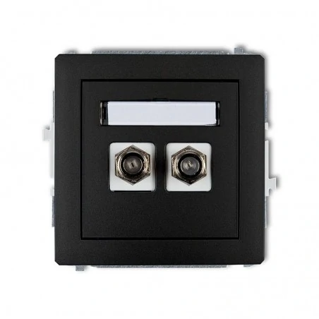 Gniazda-antenowe - czarne matowe gniazdo antenowe podwójne typu f (sat) 12dgf-2 deco karlik 