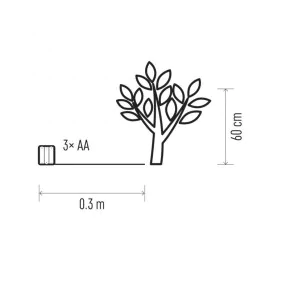 Oswietlenie-choinkowe - dekoracje - 24 led gałązki ip20 3× aa, ww, timer /kpl. 3 szt emos - 1534213500 