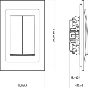 Wylaczniki-podwojne - grafitowy mechanizm włącznika dwubiegunowego 11dwp-44.2 deco karlik 