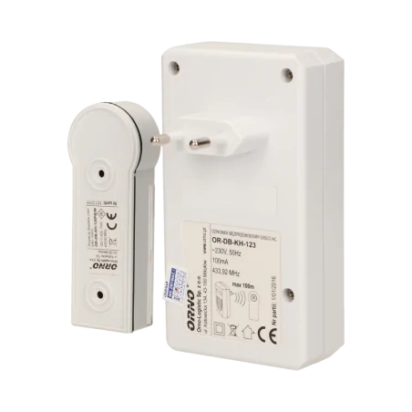 Dzwonki-do-drzwi-bezprzewodowe - dzwonek bezprzewodowy 100m 230v z learning system disco ac orno 