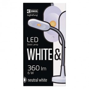 Lampki-biurkowe - lampa biurkowa led 6w 5000k elastyczna biała emos z7523w 