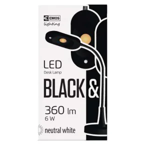 Lampki-biurkowe - lampa biurkowa czarna led 6w elastyczna z7523b emos 