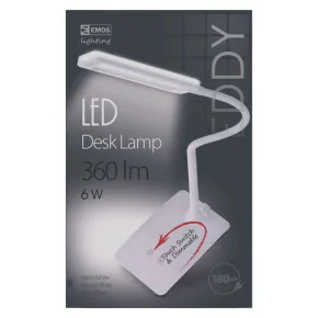 Lampki-biurkowe - lampa biurkowa led eddy biała 6w ściemnialna 3 barwy światła z7599w emos 