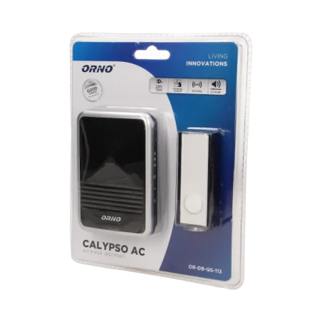 Dzwonki-do-drzwi-bezprzewodowe - dzwonek bezprzewodowy świecący 230v z learning system calypso ac or-db-qs-113 orno 