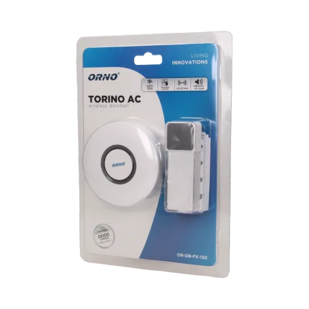 Dzwonki-do-drzwi-bezprzewodowe - dzwonek bezprzewodowy 230v z learning system torino ac or-db-fx-130 orno 
