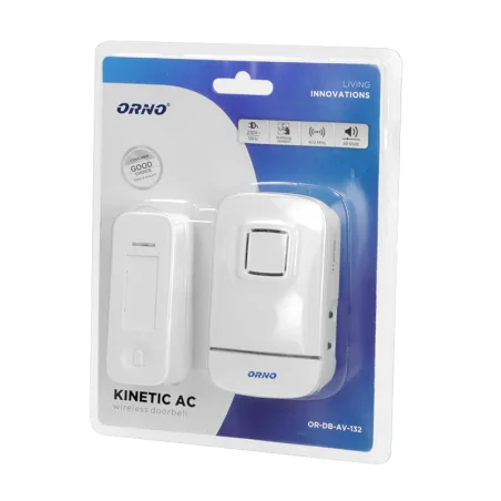 Dzwonki-do-drzwi-bezprzewodowe - dzwonek bezprzewodowy do drzwi 230v z learning system i bezbateryjnym przyciskiem kinetic ac or-db-av-132 orno 