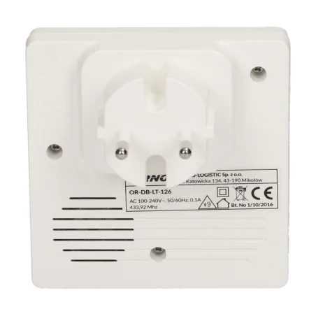 Dzwonki-do-drzwi - dzwonek bezprzewodowy do drzwi 230v z learning system i bezbateryjnym przyciskiem smartek ac or-db-lt-126 orno 