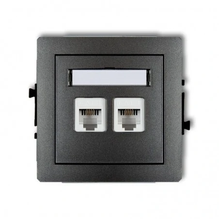 Gniazda-telefoniczne - podwójne grafitowe gniazdo telefoniczne rj11 11dgt-2 deco karlik 