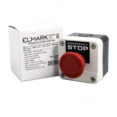 Wylaczniki-awaryjne - kaseta z przyciskiem awaryjnym - czerwony grzybek el 1 – b 174 – elmark 