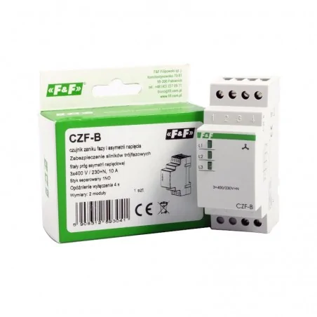 Przekazniki-kontroli-faz - czujnik zaniku fazy i asymetrii napięcia 10 a czf-b 2 moduły f&f 
