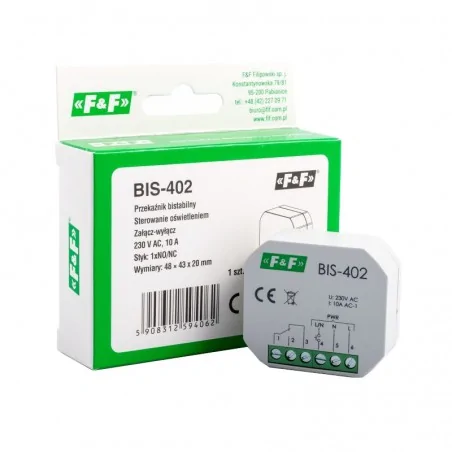 Przekazniki-bistabilne - bis-402 przekaźnik bistabilny 230v 16a do puszki f&f 