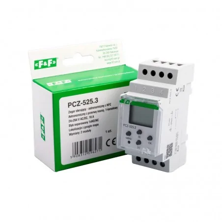 Sterowanie-czasowe - zegar sterujący programowalny astronomiczny  24-270v ac/dc 16a pcz-525 f&f 