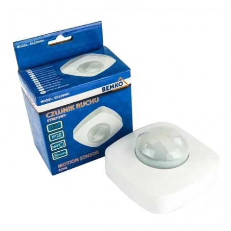 Czujniki-ruchu - biały czujnik ruchu strefowy 4x20 ses08wh bemko 