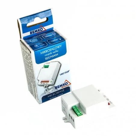 Czujniki-ruchu - biały czujnik ruchu mikrofalowy 1200w ses74wh bemko 