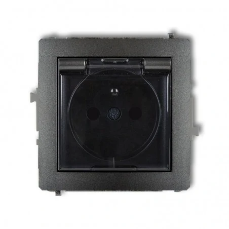 Gniazda-pojedyncze-podtynkowe - hermetyczne grafitowe gniazdo z klapką dymną z uziemieniem 11dgpb-1zd deco karlik 