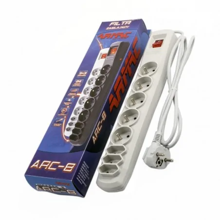 Listwy-zasilajace - filtr zasilająco-zabezpieczający szary listwa do komputera 8 gniazd 1,5 metra armac arc8 