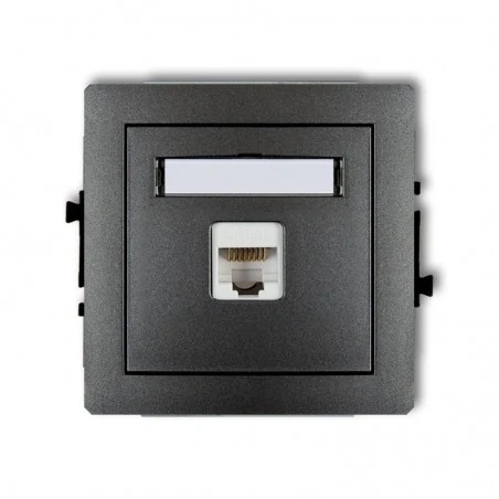 Gniazda-komputerowe - grafitowe pojedyncze gniazdo komputerowe rj45 5e 11dgk-1 deco karlik 