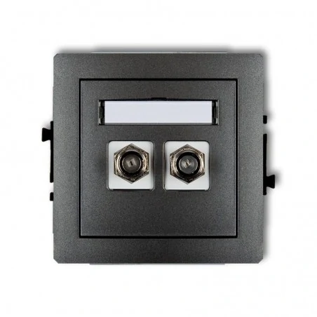 Gniazda-antenowe - podwójne gniazdo antenowe grafitowe typu f (sat) niklowane 11dgf-2 deco karlik 