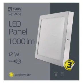 Plafony - oprawa led kwadratowa 12w ip20 ciepła biel emos - 1539061060 