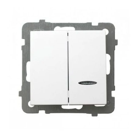 Wylaczniki-podwojne - włącznik biały podwójny z podświetleniem łp-2gs/m/00 as ospel 