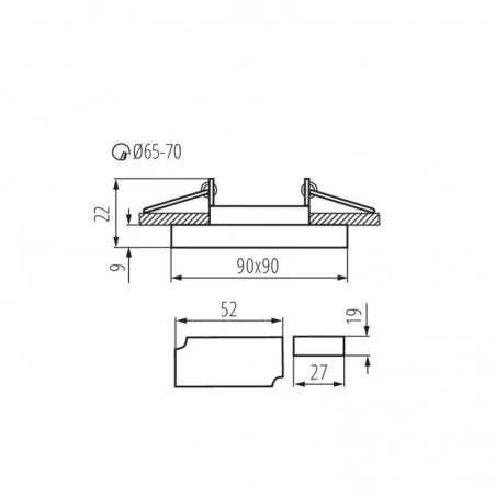 Oprawy-sufitowe - szklana kwadratowa oprawa punktowa z zielonym paskiem led soren l-gn kanlux 
