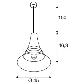 Lampy-sufitowe - lampa wisząca nad stół czarna z mosiężnym pierścieniem bato 45 slv 