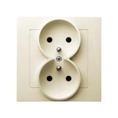 Gniazda-podwojne-podtynkowe - gniazdo podwójne ecru z uziemieniem gp-2gz/27 as ospel 