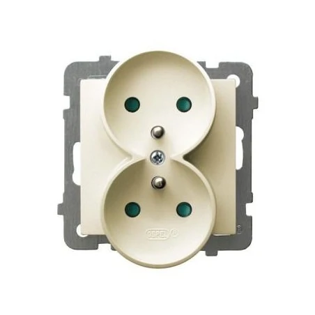 Gniazda-podwojne-podtynkowe - podwójne gniazdo ecru z uziemieniem i przesłonami torów gp-2grzp/m/27 as ospel 