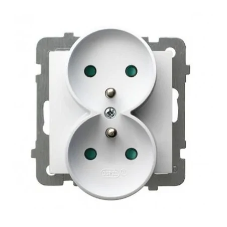 Gniazda-podwojne-podtynkowe - podwójne białe gniazdo z uziemieniem i przesłonami torów gp-2grzp/m/00 as ospel 