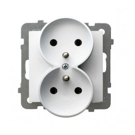 Gniazda-podwojne-podtynkowe - białe podwójne gniazdo z uziemieniem gp-2grz/m/00 as ospel 