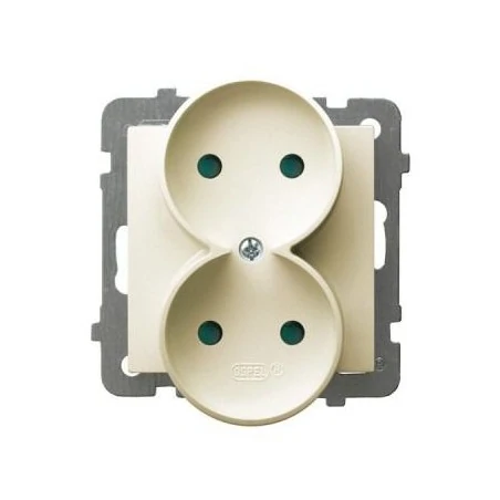 Gniazda-podwojne-podtynkowe - podwójne gniazdo ecru z przesłonami torów gp-2grp/m/27 as ospel 