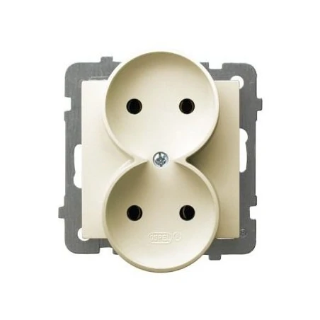 Gniazda-podwojne-podtynkowe - podwójne gniazdo ecru bez uziemienia gp-2gr/m/27 as ospel 