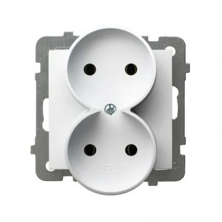 Gniazda-elektryczne - białe gniazdo podwójne bez uziemienia gp-2gr/m/00 as ospel 