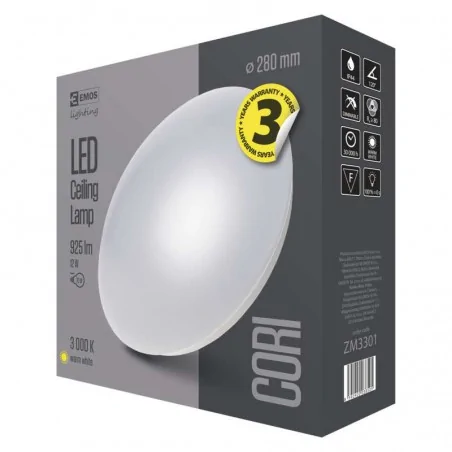Plafony - oprawa led okrągła cori 12w ip44 ciepła biel emos - 1539033010 