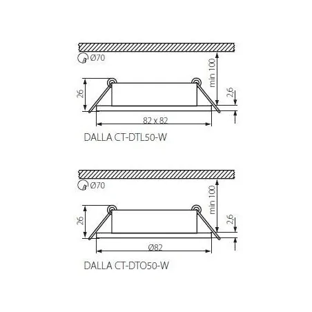Oprawy-sufitowe - kwadratowa oprawa wpuszczana czarna dalla ct-dtl50-b kanlux 