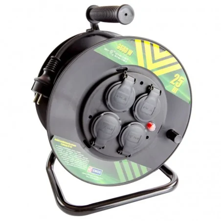 Przedluzacze-bebnowe - przedłużacz zwijany gumowy - 4 gniazda, 3x1,5, 25m p084251 emos - 1908242503 