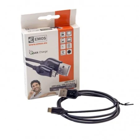 Kable-usb - przewód usb 2.0 wtyk a -wtyk micro b quick charge 1m czarny sm7004b emos - 2335070420 