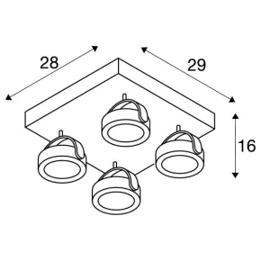 Kinkiety-do-salonu - oprawa ścienno-sufitowa kalu led 4 kwadratowa biała-czarna 3000k 60° slv 