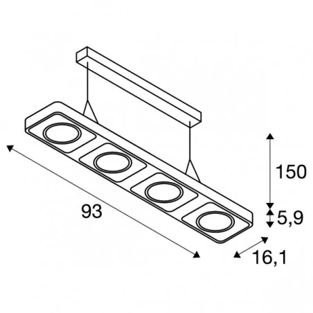 Lampy-sufitowe - wisząca lampa z poczwórnym źródłem światła czarna lynah led 3000k slv 
