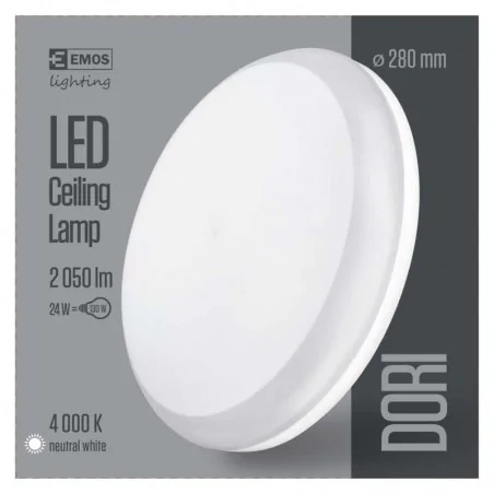 Plafony - oprawa led okrągła dori 24w ip54 neutralna biel emos - 1539043060 