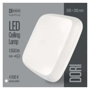 Plafony - oprawa led kwadratowa dori 18w ip54 neutralna biel emos - 1539043070 