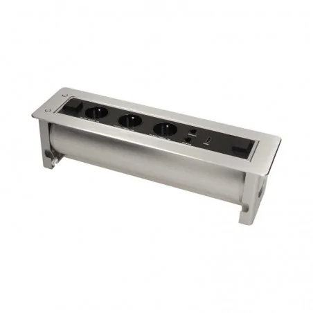 Gniazda-meblowe - gniazdo meblowe chowane w blacie z płaskim frezowanym rantem 3x2p+z 2xnet 1xhdmi or-ae-13110 orno 