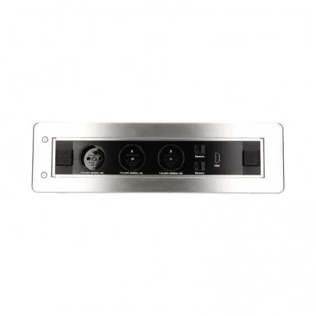 Gniazda-meblowe - gniazdo meblowe chowane w blacie z płaskim frezowanym rantem 3x2p+z 2xnet 1xhdmi or-ae-13110 orno 