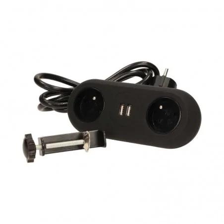 Gniazda-meblowe - gniazdo meblowe nablatowe czarne z uchwytem montażowym i ładowarką usb 2p+z 2xusb or-ae-13133/b orno 