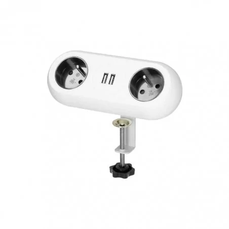 Gniazda-meblowe - meblowe gniazdo nablatowe białe z uchwytem montażowym 2p+z 2xusb or-ae-13133/w orno 