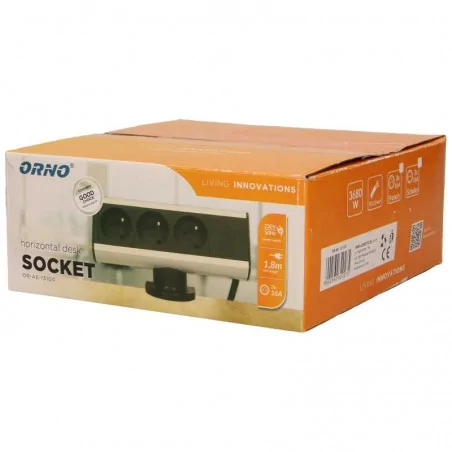 Gniazda-meblowe - gniazdo meblowe z uchwytem montażowym i przewodem 3x2p+z 1,8m or-ae-13100 orno 